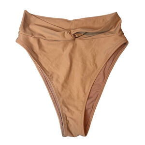 Aerie High Cut Knot Bikini Bottoms Nude Tan Small Cheeky Swim NWT